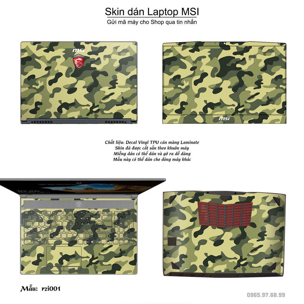 Skin dán Laptop MSI in hình rằn ri (inbox mã máy cho Shop)