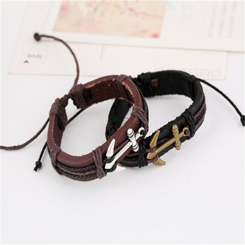 Vòng Tay Da Hợp Kim Kiểu Mỏ Neo Nguyên Thủy - Bim's House