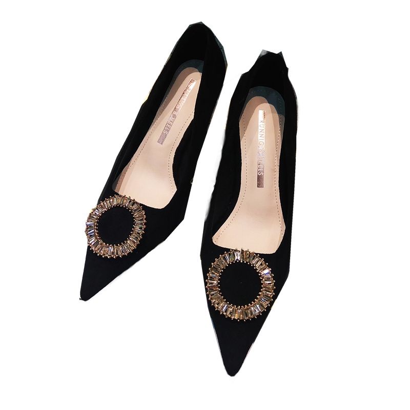 Giày Cao Gót Mũi Nhọn Màu Đen Thời Trang Mùa Hè Quyến Rũ 2023 Cho Nữ