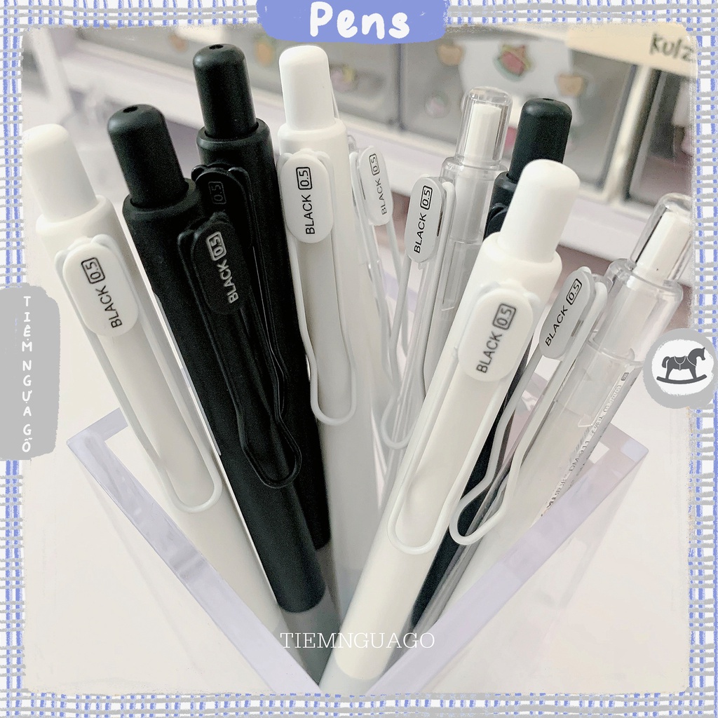 Bút Gel Bấm DOMI Mực Đen Ngòi 0.5mm phiên bản basic - Tiệm Ngựa Gỗ
