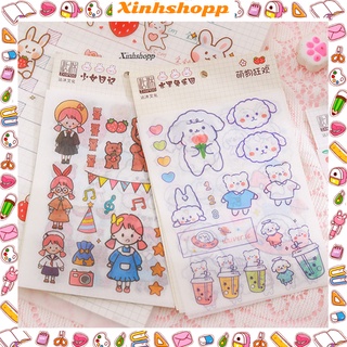 Set 4 Tấm Sticker Gấu Thỏ, Cô Gái