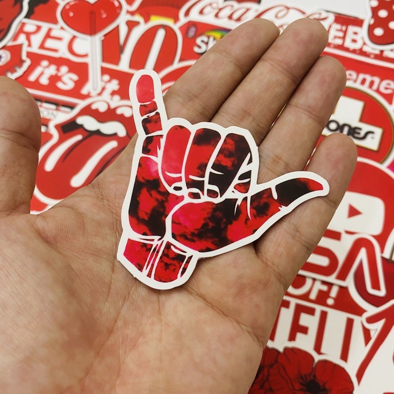 [Set 50 cái] Sticker đỏ VSCO RED chất liệu pvc nhám cao cấp chống thấm dán xe, vali, laptop, mũ bảo hiểm, điện thoại