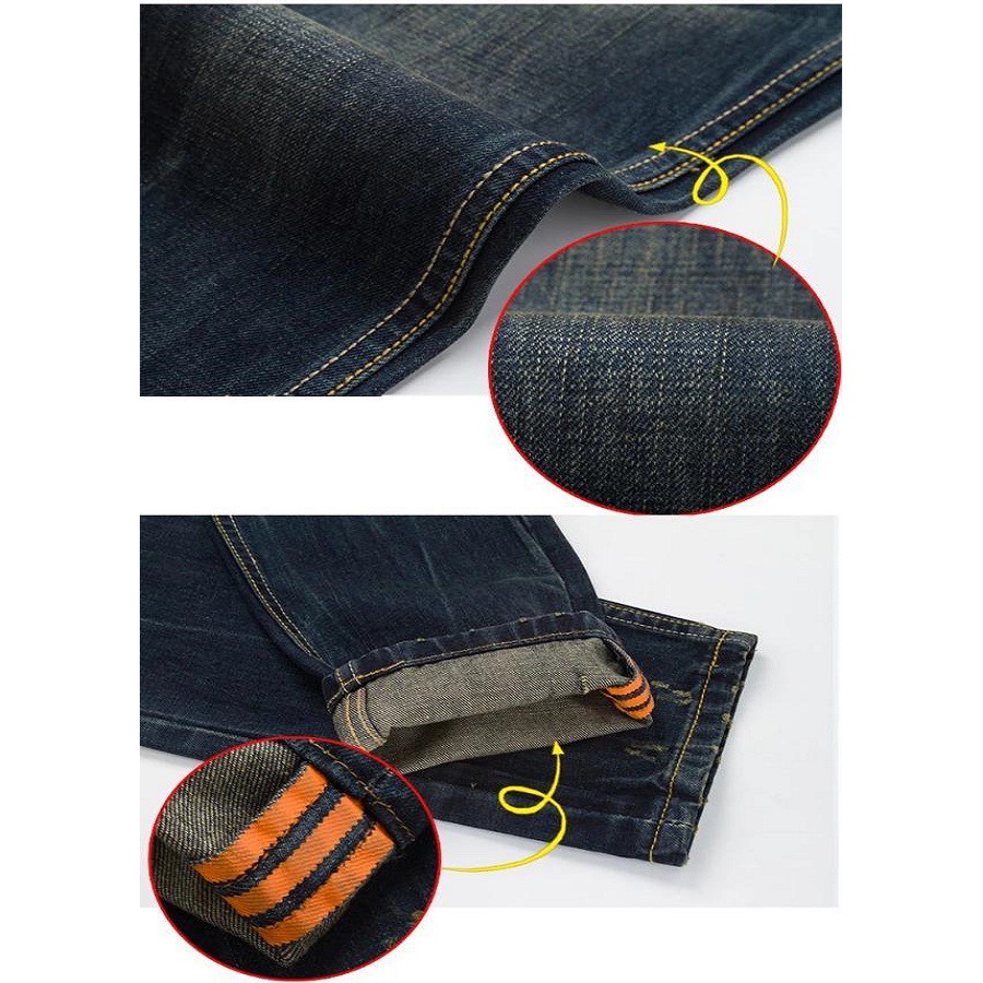 Quần Jeans Nam Vải Jeans Cotton Co Giãn Phong Cách Trung cổ