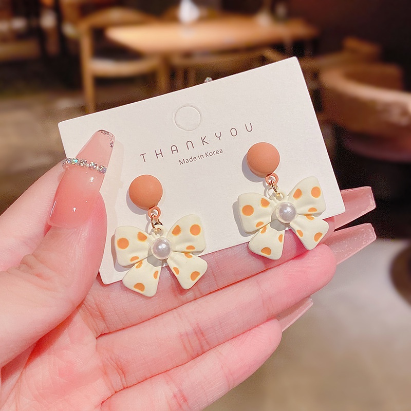 Khuyên Tai Hình Nơ/hoa tai Trái Tim/bông tai Nơ Đính Ngọc Trai Thời Trang Hàn Quốc