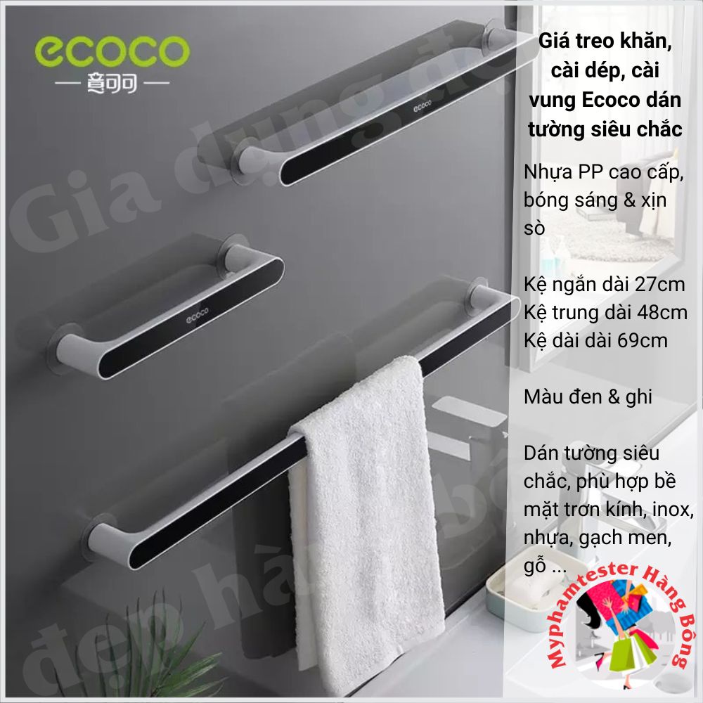 Giá treo khăn, cài dép, vung nồi Ecoco dán cường lực siêu chắc, hàng chính hãng cao cấp, gia dụng thông minh