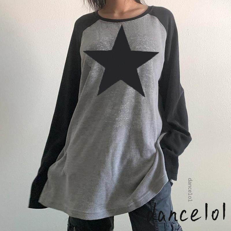 Áo Thun DàI Tay Cổ TròN In HìNh Ngôi Sao dance1o1