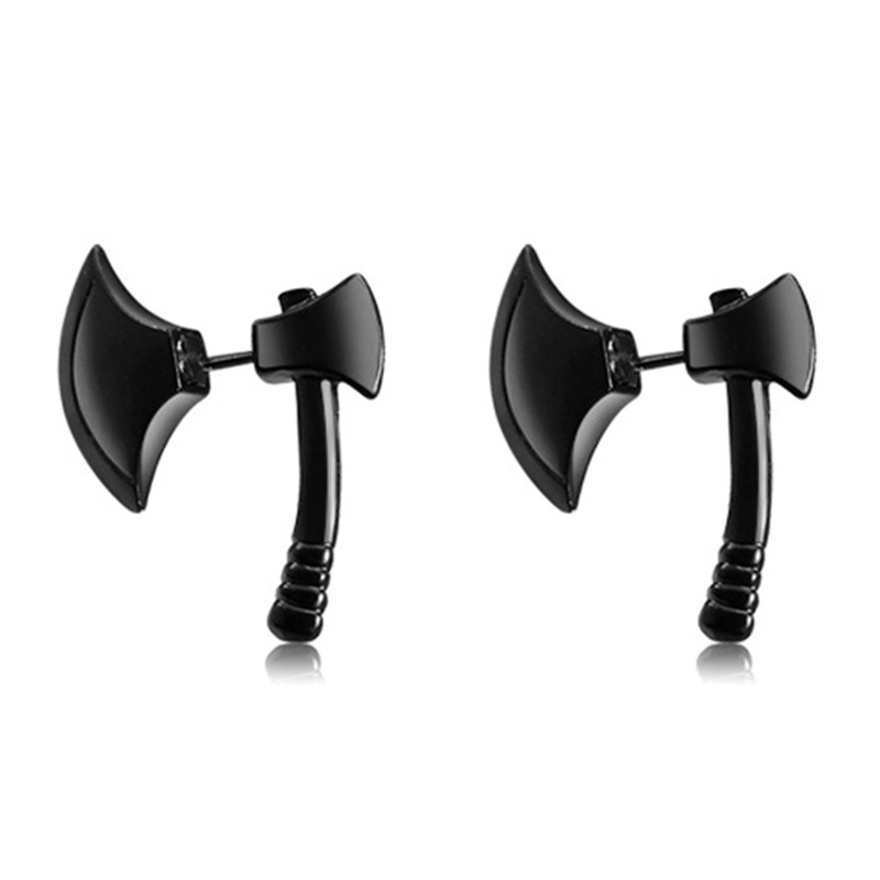 Khuyên Tai Tròn Hai Mặt 3D Màu Đen Chống Rỉ Sét Cho Nam Nữ