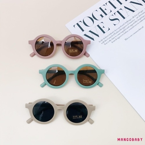 Kính râm tròn chống tia cực tím màu đen cổ điển cho trẻ em