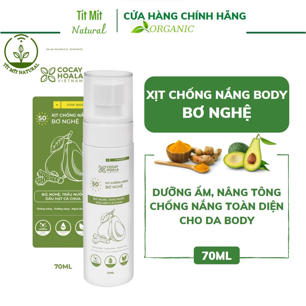 Kem Chống Nắng Body Bơ Nghệ Cỏ Cây Hoa Lá SPF 50+ Dưỡng da, nâng tone - Bảo vệ da toàn diện 70ml
