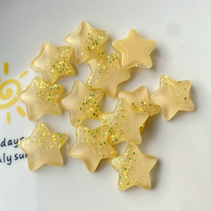 Set 10 Phụ Kiện Trang Trí Điện Thoại / Sổ Tay Trong Suốt Hình Ngôi Sao Lấp Lánh