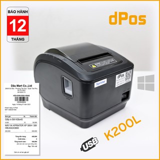 Máy in hoá đơn K80 dPos K200L USB in bill hóa đơn tính tiền POS sử dụng giấy in nhiệt 80mm tính năng cắt giấy tự động thumbnail