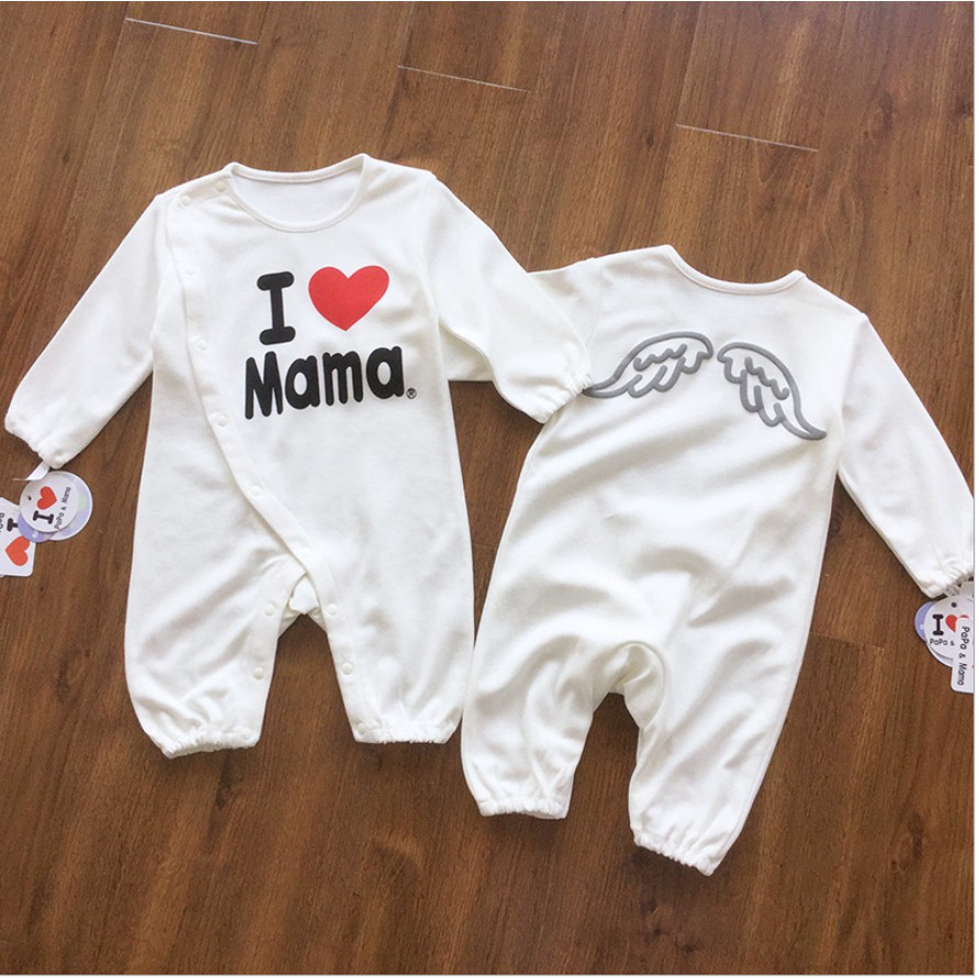 Body dài tay chất cotton hình Papa &amp; Mama cho trẻ sơ sinh