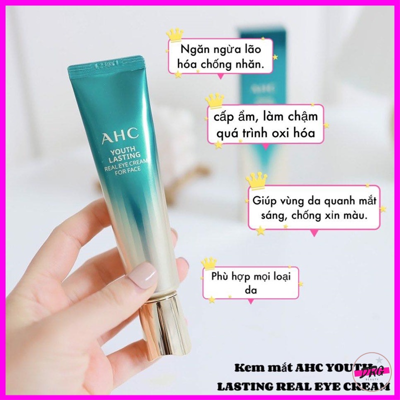 Kem Mắt AHC xanh mẫu mới 2021 bản xanh, kem mắt tăng collagen chống thâm nhăn mắt gấp 2 lần so với bản cũ