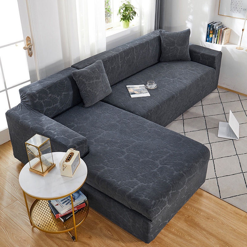 Vỏ bọc ghế sofa 1/2/3/4 chỗ ngồi hình chữ L bằng vải nhung dệt hoa dày co giãn trang trí nội thất phòng khách