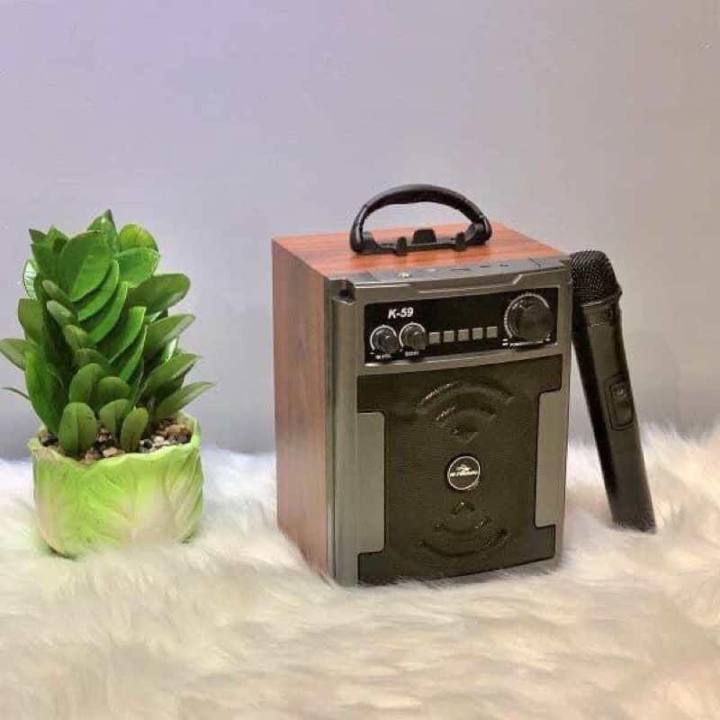 Loa Bluetooth Karaoke Mini-Kiomic K59,Loa Di Động Tặng Kèm 1 Mic Không Dây