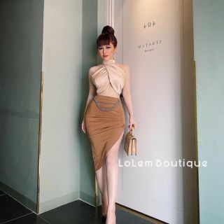 Sét áo phi cổ yếm chân váy vạt xéo