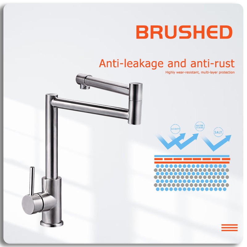 Vòi Nước Nóng Lạnh Bằng Thép Không Gỉ 304 Xoay 360 Độ