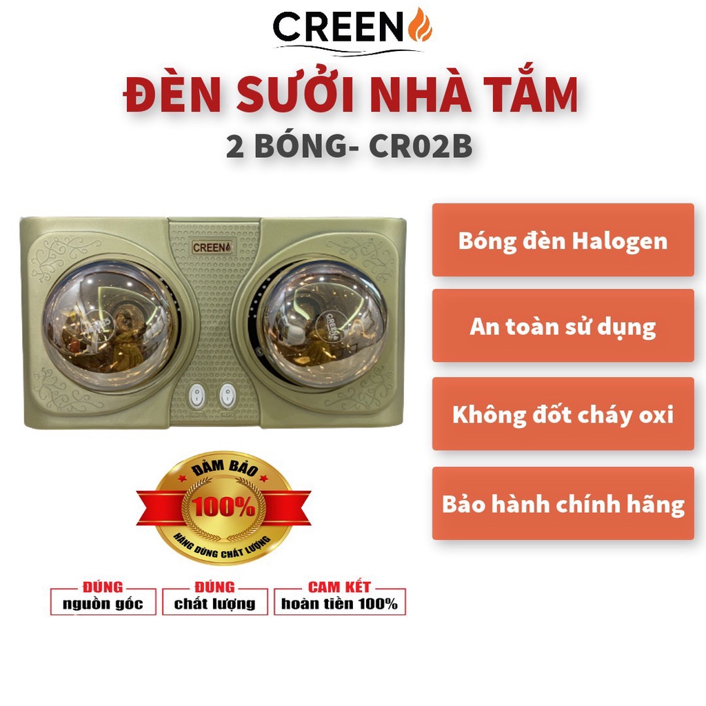 Đèn Sưởi Nhà Tắm Cao Cấp Creen 2 Bóng - 3 Bóng