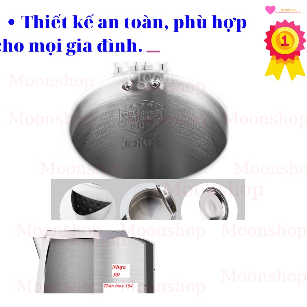 Ấm đun nước siêu tốc Gali 1.7 lít 1800w, 2 lớp thân inox 340 và nhựa nguyên sinh không phôi nhiểm khi nấu bảo hành 1 năm
