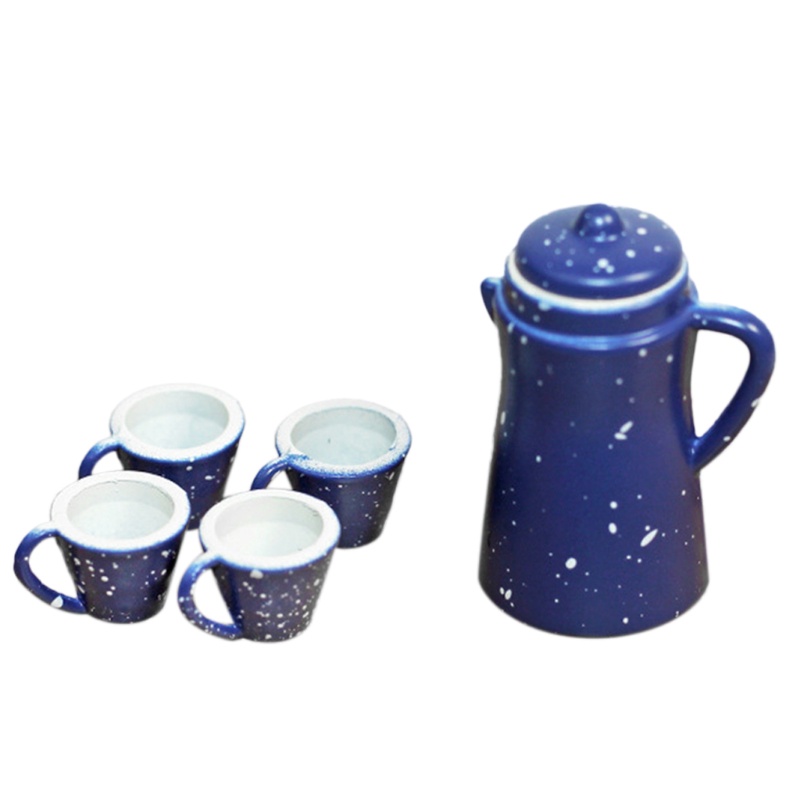 Bộ Ấm Đun Nước Mini 4 Cốc Tỉ Lệ 1 / 12 Độc Đáo Trang Trí Nhà Búp Bê DIY