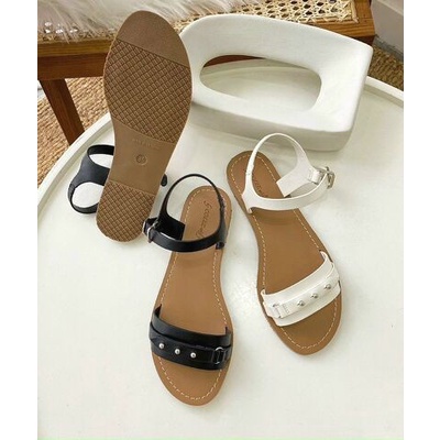 SHU STORE - GIÀY SANDAL NỮ THỜI TRANG QUAI DA ĐÍNH HỘT ĐẾ BỆT
