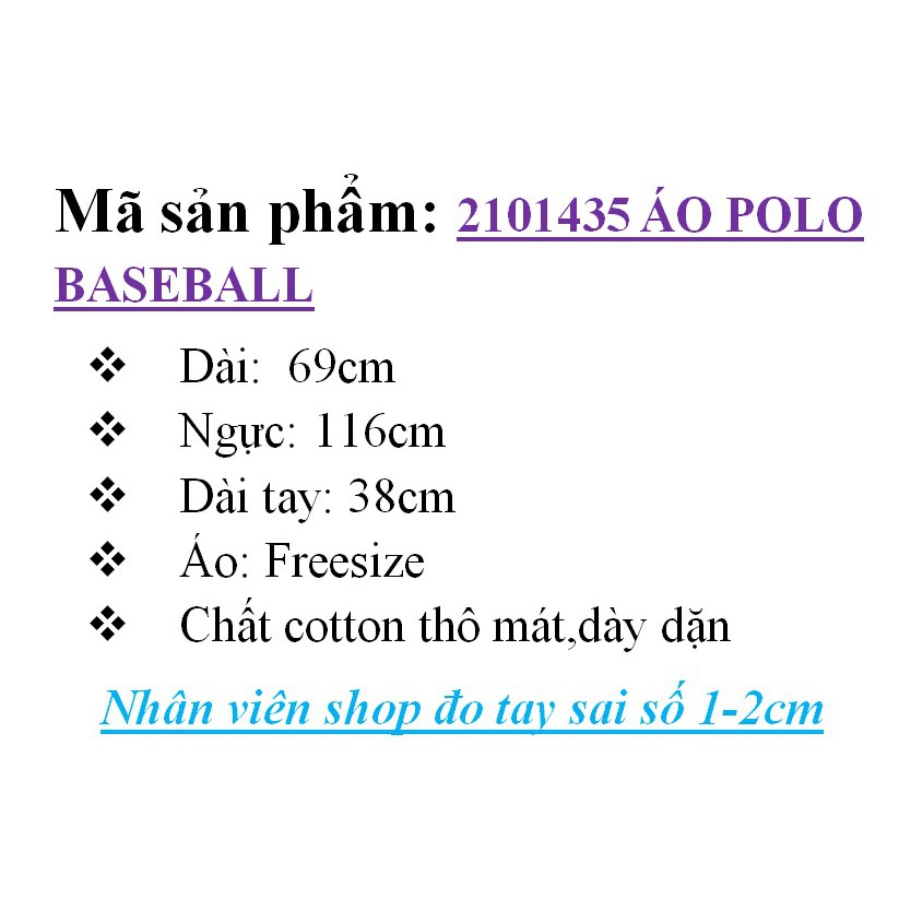 [Mã SKAMA06 giảm 8% tối đa 50K đơn 250K] 2101435 ÁO POLO BASEBALL | BigBuy360 - bigbuy360.vn