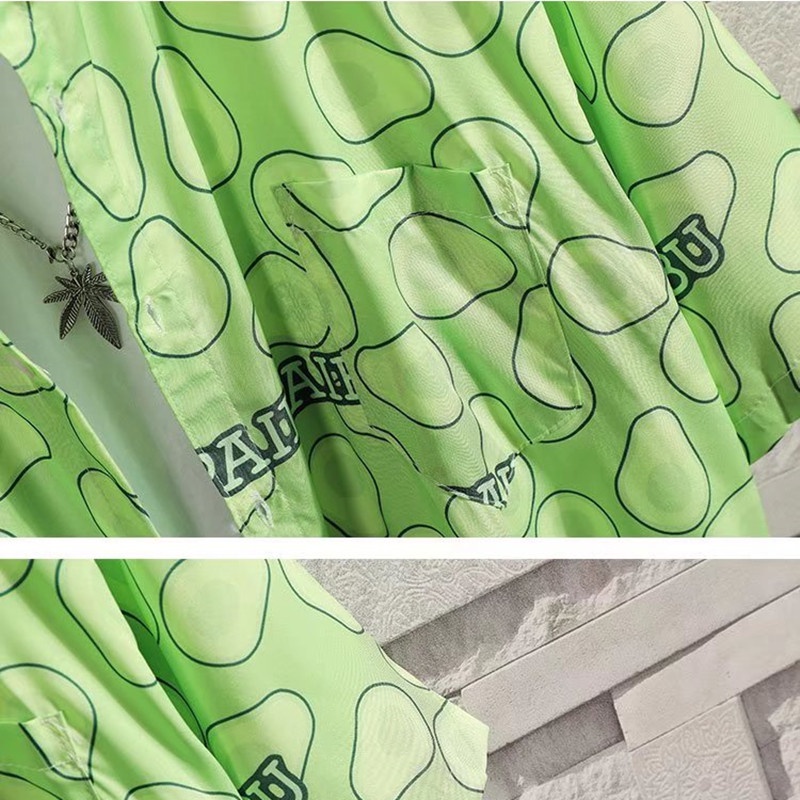 Áo Sơ Mi Ngắn Tay In Hình Trái Bơ Thời Trang Mùa Hè Nhật Bản Mới Chất Lượng Cao Cho Nam