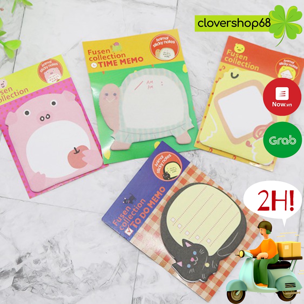 Giấy note ghi chú hình động vật đáng yêu - Tập giấy ghi chú động vật xinh xắn  Clovershop68