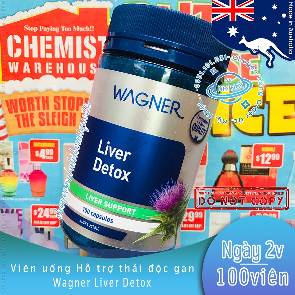 🔶CÓ BILL ÚC🔶 Viên uống hỗ trợ thải độc gan Wagner Liver Detox 🔶 100 viên 🔶 Chuẩn Chemist Warehouse