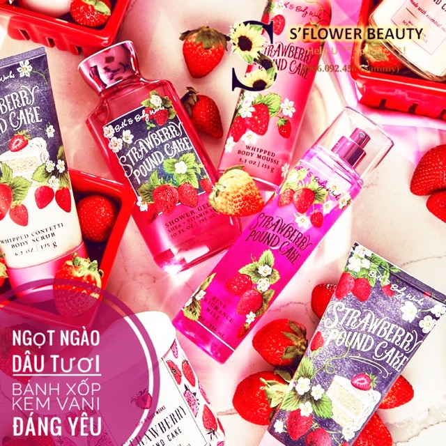 🍓 BST TIỆC TRÀ 🍰| Strawberry Pound Cake | Dòng Sản Phẩm Tắm Dưỡng Xịt Thơm Nước Hoa Toàn Thân Bath & Body Works