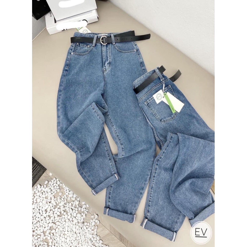Quần jean baggy nữ tomboy chất co giãn cao cấp , quần bò baggy trơn cạp cao cực xịn by MINXY SHOP