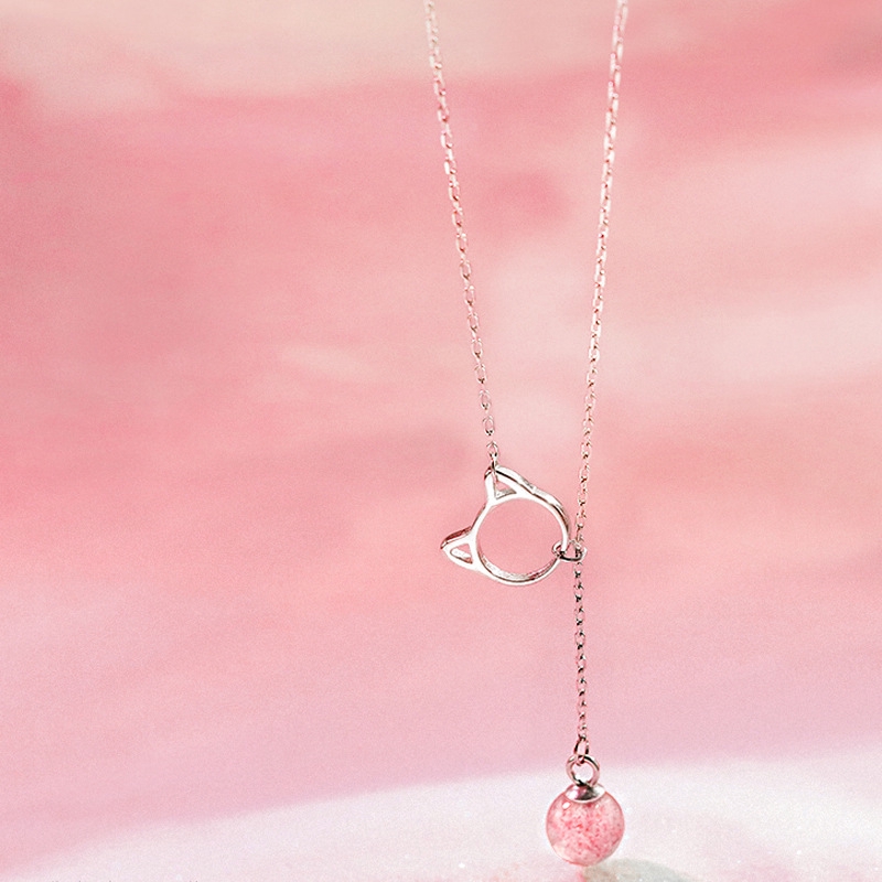 925 sterling silver cat-shaped necklace with lovely stones