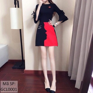 Chân váy len phối 2 màu