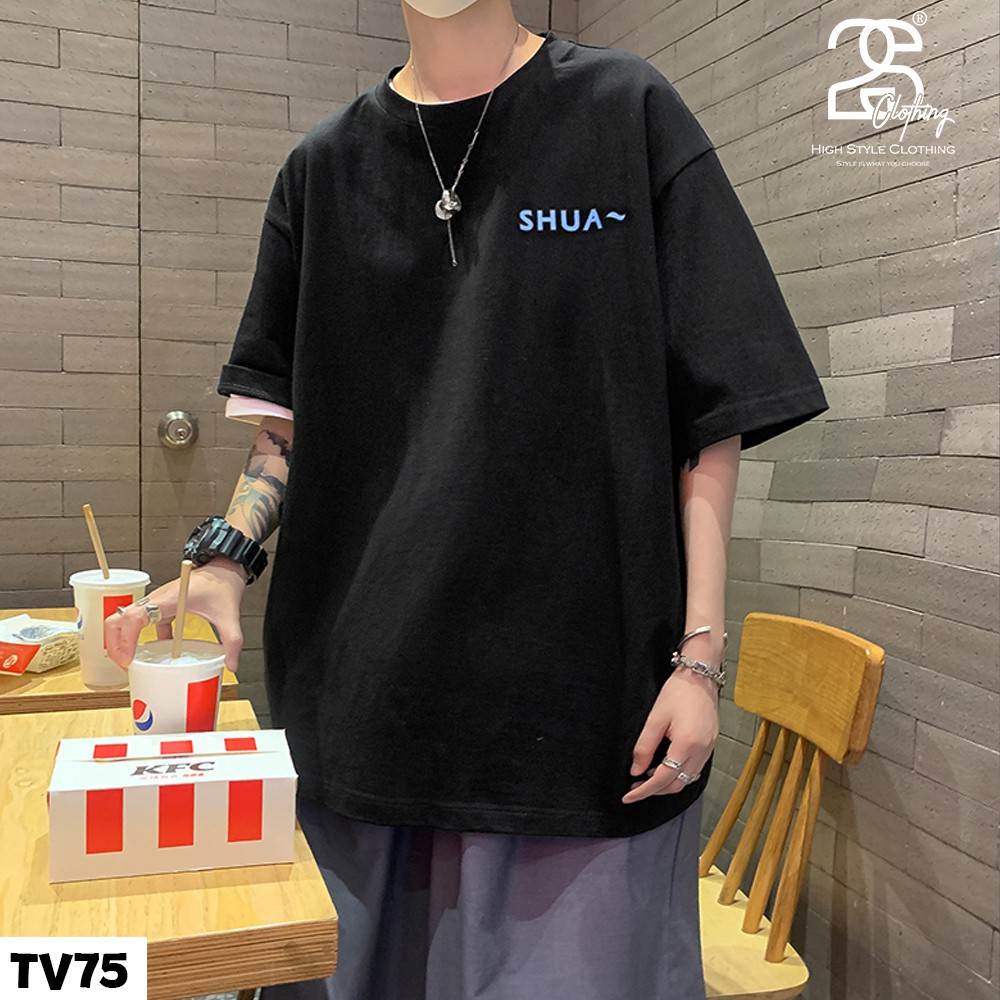 Áo Nam Form Rộng Cổ Tròn Form Rộng 2SClothing Áo Phông Đen Tay Lỡ Streetwwear Oversize Giá Rẻ In Hình Hàn Quốc TV75 | BigBuy360 - bigbuy360.vn