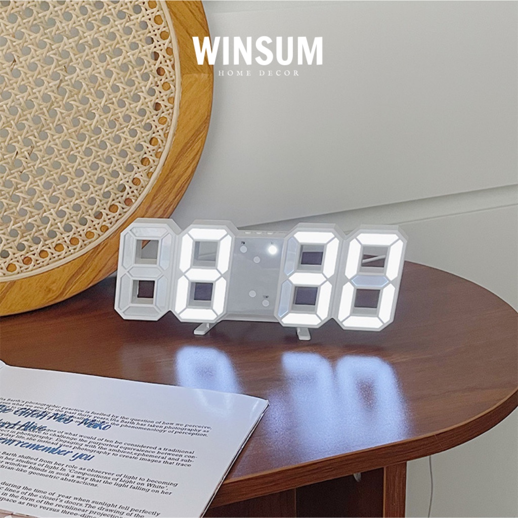 Đồng hồ LED hiện số điện tử để bàn, treo tường phong cách Hàn Quốc - Winsum.decor