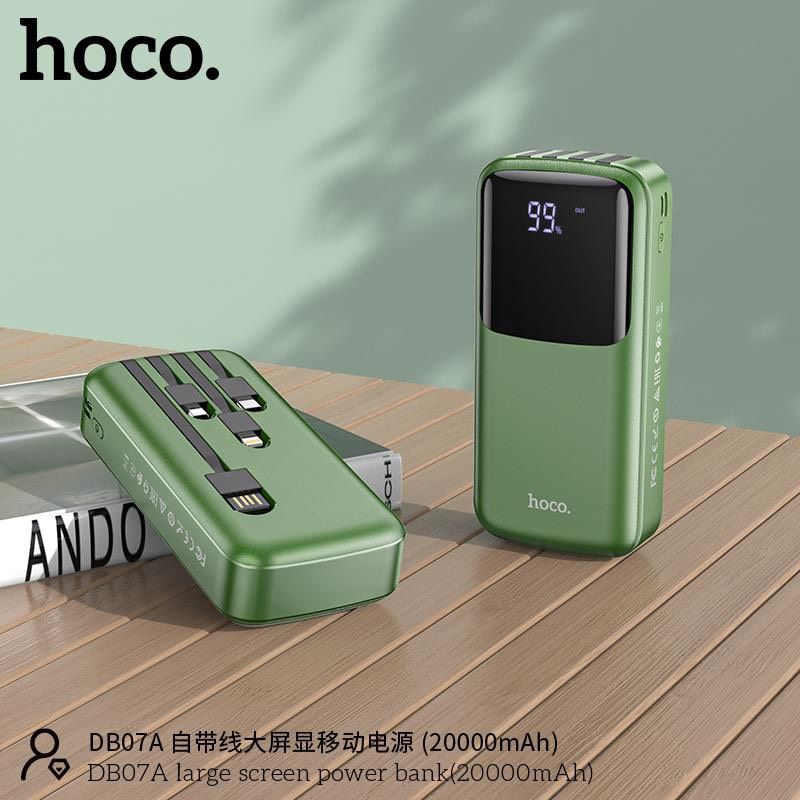 Sạc dự phòng 20.000 mAh Hoco DB07A tích hợp cáp sạc (Micro,Type-C,Iphone,USB) (Chính hãng, BH 1 năm)