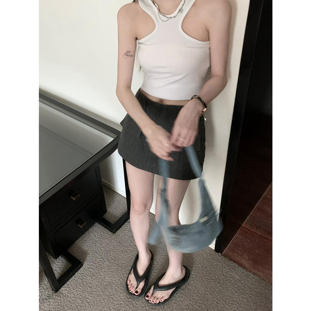 Chân Váy Yếm Denim Lưng Thấp Phong Cách Retro 63953