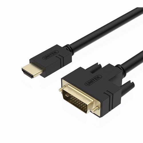 [Mã ELFLASH3 hoàn 10K xu đơn 20K] Cáp chuyển đổi HDMI đực sang DVI 24+1 đực unitek Y-C220A 5m