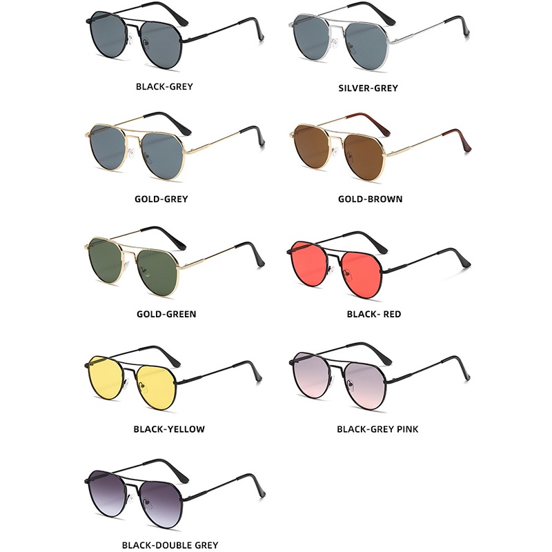 (YUZHU) Kính Mát Gọng Kim Loại Hình Oval Hai Màu Sắc Phong Cách INS Retro Thời Trang Unisex