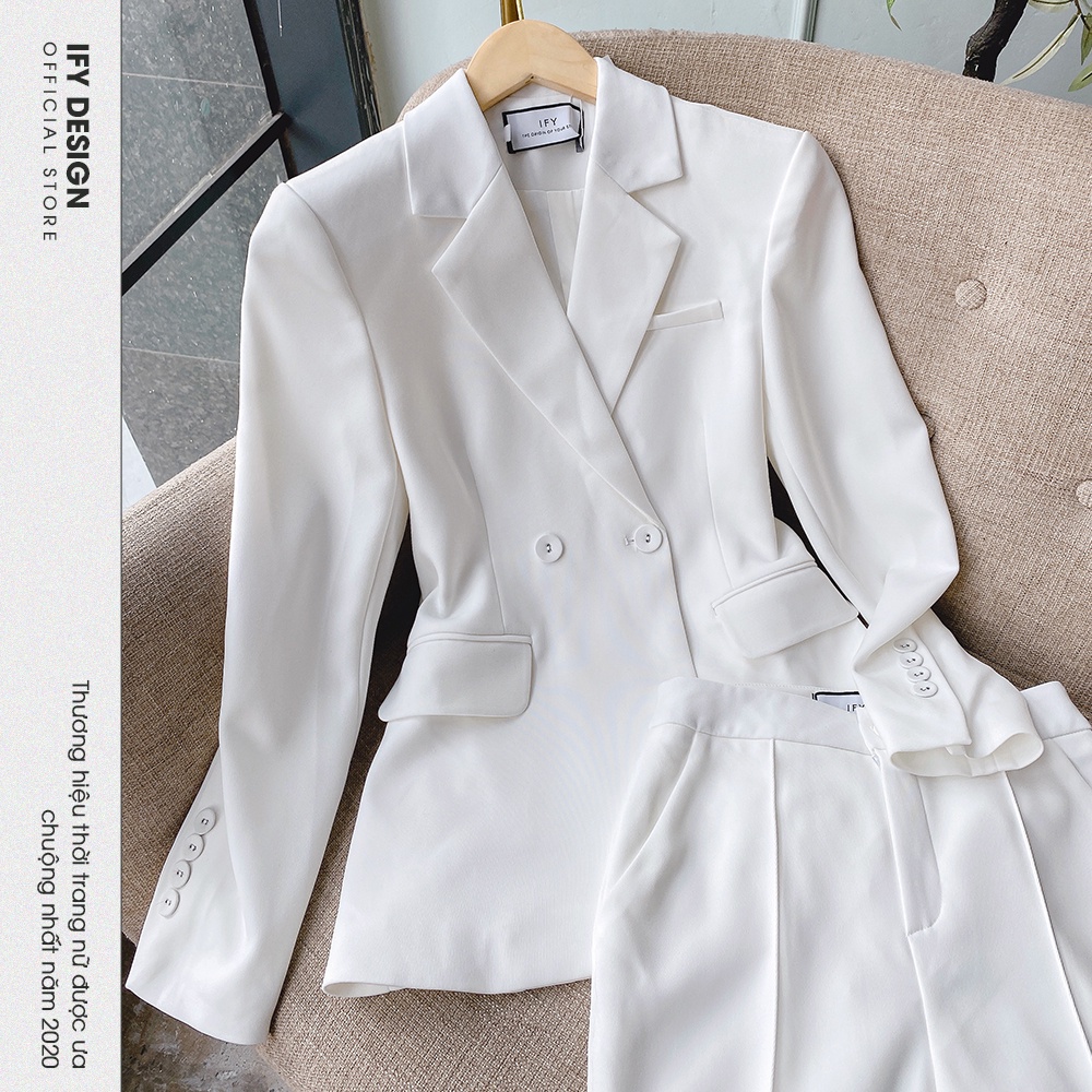 Áo vest nữ trắng dáng ôm chiết eo IFY Design FS98A