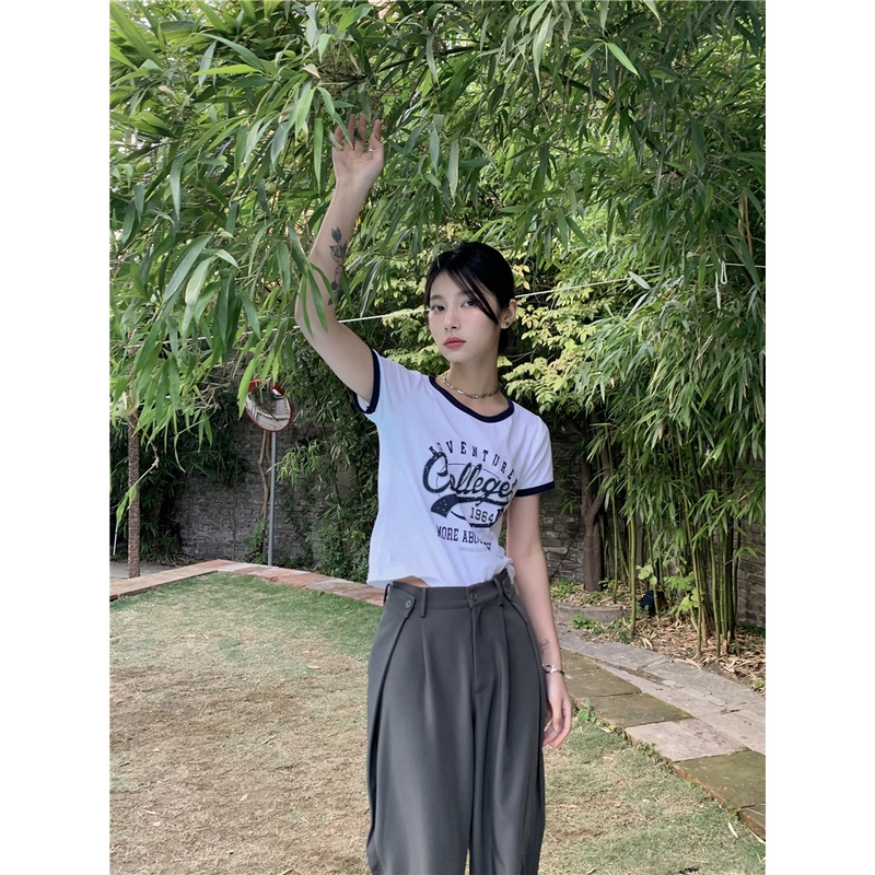 |AP21| Áo thun nữ Collegue 1964 phong cách retro American