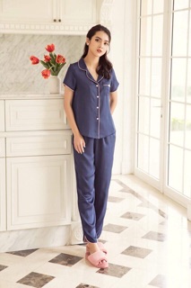 ĐỒ BỘ LỤA QUẦN DÀI - TAY NGẮN (trơn 1 màu)