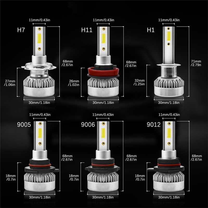 Set 2 đèn LED 6000K ánh sáng trắng H1/H7/9005-HB3/9006-HB4/H9H10H11/9012/H4-H / L