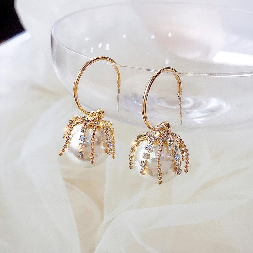 JARRED Khuyên Tai Dáng Dài Đính Đá Pha Lê Tròn Thời Trang Dự Tiệc Cưới