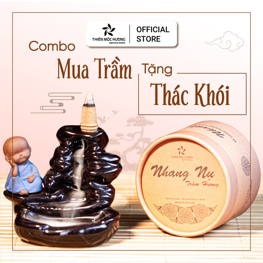 Nhang Nụ Trầm Hương Cao Cấp - Tặng thác khói xông nhà, xông văn phòng - Mùi hương dễ chịu, thơm lâu, không kích mũi