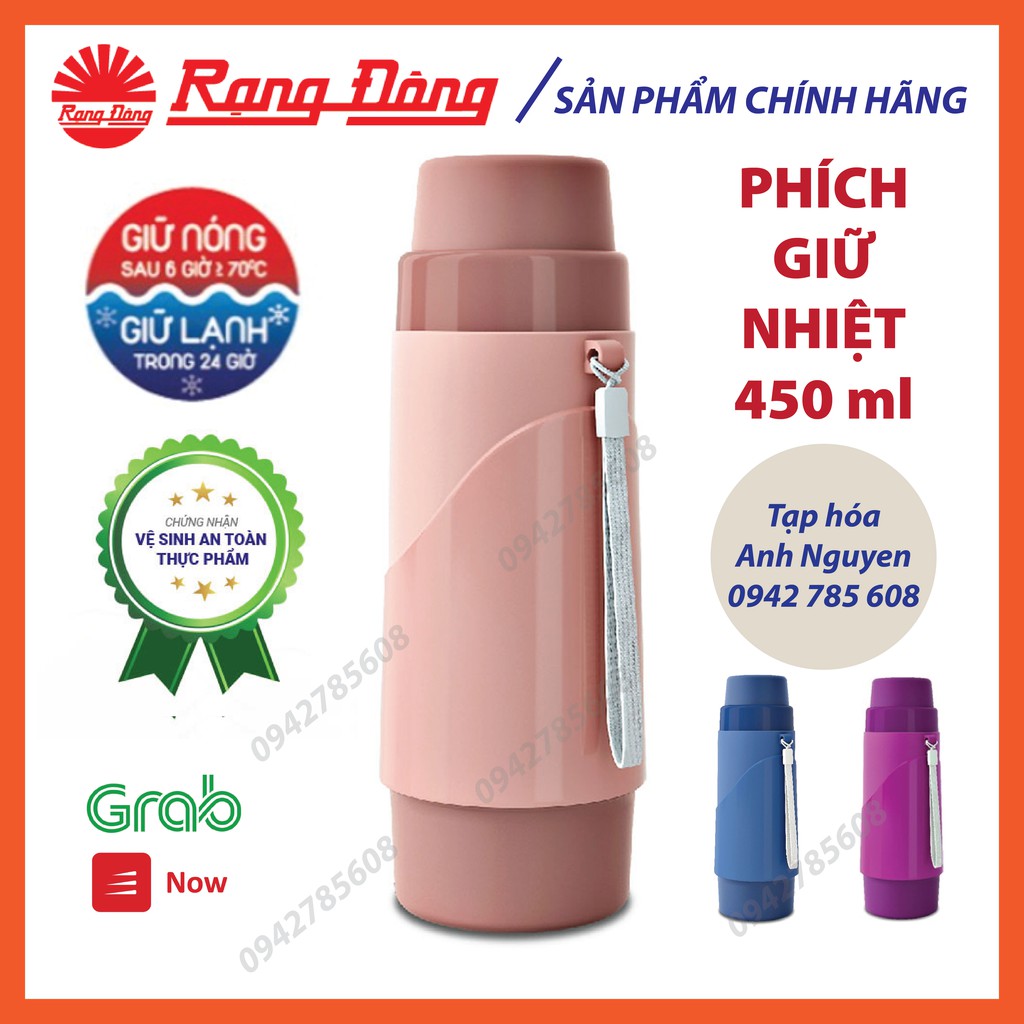 Phích Nước Cầm Tay Rạng Đông 450ml giữ nóng 12 giờ