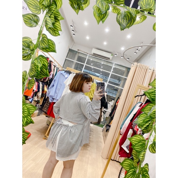 Áo so mi kiểu bigsize cột dây sau A55 size 60-95kg