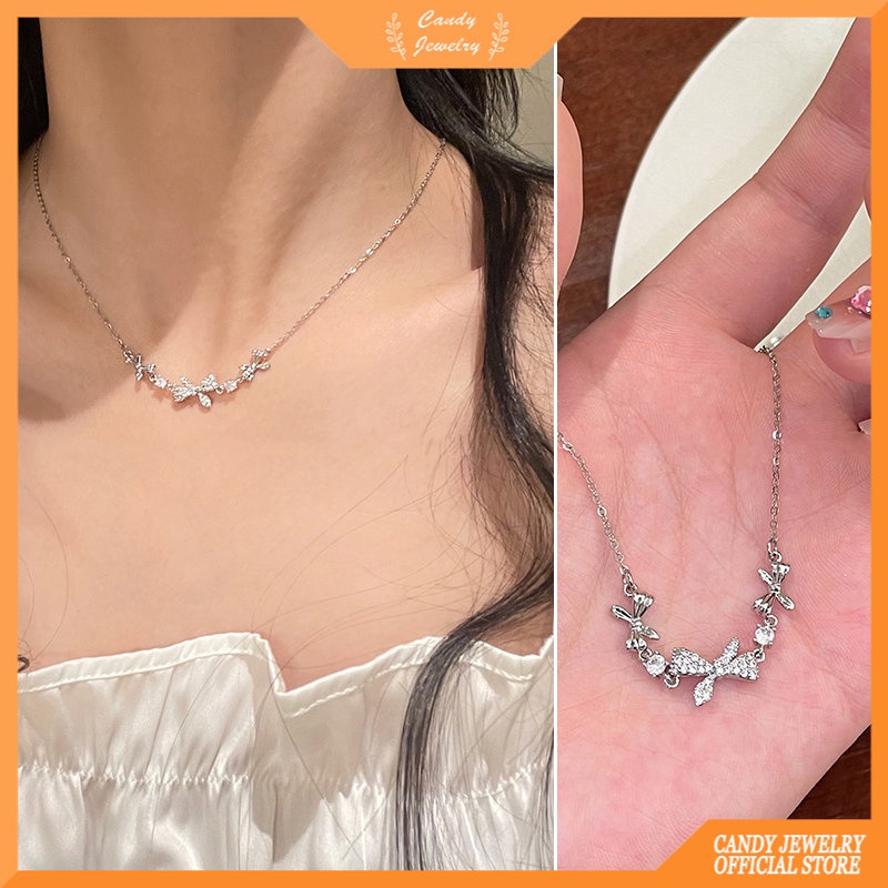 Vòng cổ MANYUE mặt hình nơ bướm đính đá zircon phong cách Hàn Quốc sang trọng cho nữ