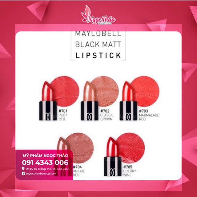 Son môi bền màu cao cấp Maylobell lâu trôi chống thấm nước