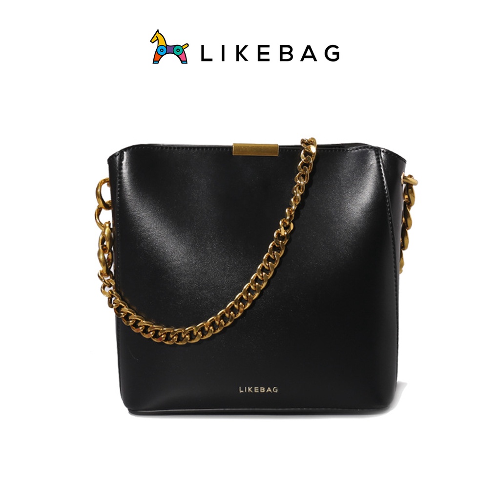 Túi xách nữ đeo chéo kèm ví mini LIKEBAG dáng vuông phối xích vàng sang trọng 218XK9785 - LIBAGI